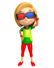 kid girl with 3D goggle