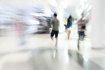 Abstract blur people in beautiful luxury shopping mall center an