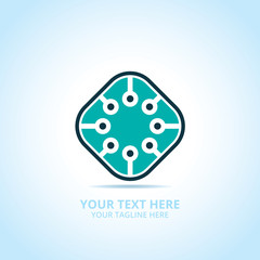 Abstract technology logo, design concept, emblem, icon, flat logotype element for template.