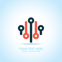 Abstract technology logo, design concept, emblem, icon, flat logotype element for template.