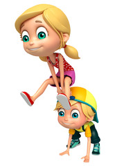 Kid boy Playing with kid girl