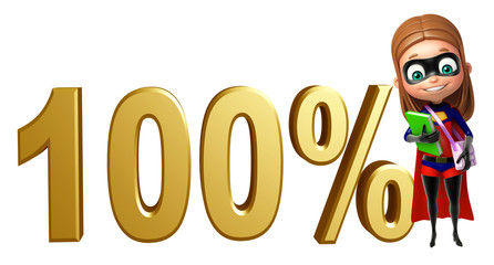 supergirl with 100% sign