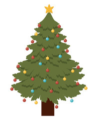 Pine tree icon. Merry Christmas season decoration figure theme. Isolated design. Vector illustration