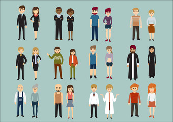 Set of 24 people characters ; vector illustration