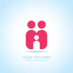 Abstract family logo, design concept, emblem, icon, flat logotype element for template.
