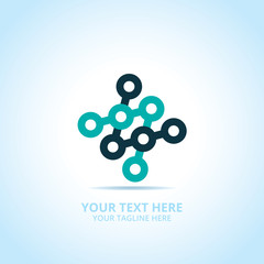 Abstract tech logo, design concept, emblem, icon, flat logotype element for template.