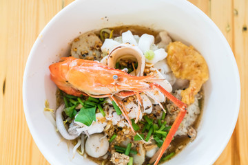 Asian seafood spicy noodle soup