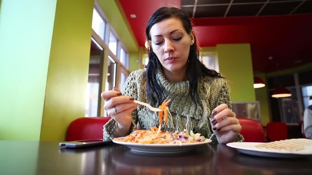 Woman Eating Doner Kebab