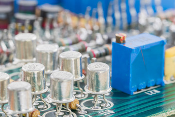Condensers and Resistor assembly on the circuit board