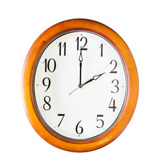 Clocks isolated on white background, wood