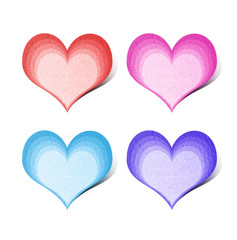 red heart recycled paper stick on white background
