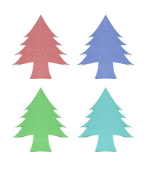 Christmas tree recycled paper craft on white background