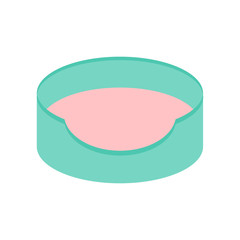 Dog Cat Pet bed icon. Sleeping pad with removable mat pillow. Blue and pink color. White background. Isolated. Flat design.