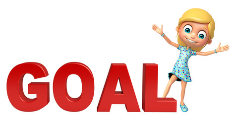 kid girl with Goal sign