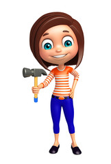 kid girl with Hammer