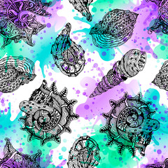Fototapety  Vector seamless pattern with abstract shells.