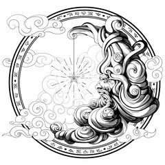 old moon levet in the clouds