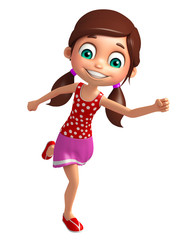 Kid girl with Running pose