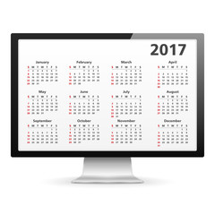2017 Calendar in Computer