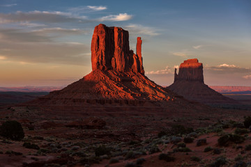 Red Sunset at Monument Valley, Utah, USA