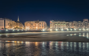 San Sebastian skyline at night, Spain