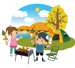 秋の楽しいバーベキュー