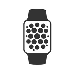 Smart watch isolated on white. Logo. Stainless silver . Vector with app. reflected surface. icon screen. face eps
