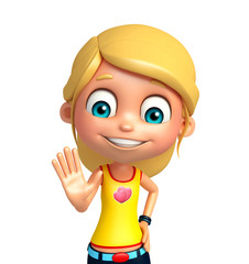 kid girl with Stop pose