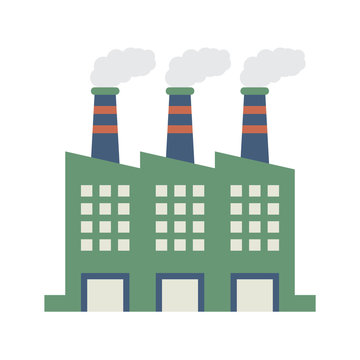 Factory Building With Smoke Stacks Vector Illustration