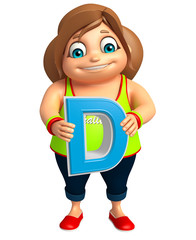 kid girl with D alphabate