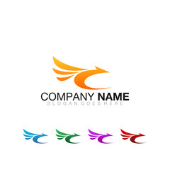 Modern C Arrow Wings Logo Vector Image Icon Corporate Company 