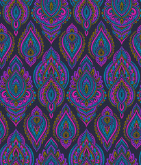 Vector seamless pattern with henna mehndi floral elements.