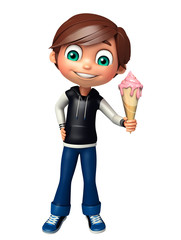 kid boy with ice cream