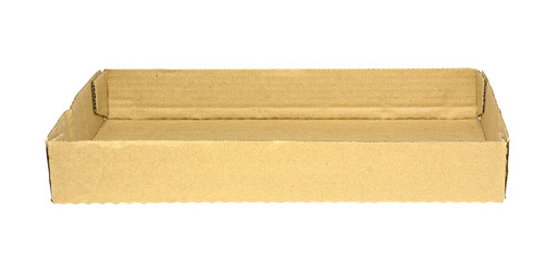 empty brown paper tray isolated on white