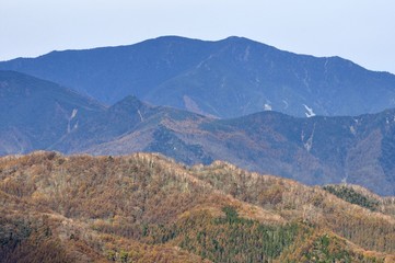 鶏冠山から国師ヶ岳の展望