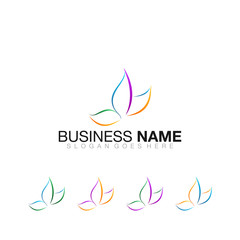 Obraz premium Modern Spa Butterfly Flower Logo Vector Image Icon