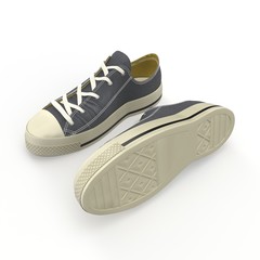 Convenient for sports mens sneakers. Presented on a white. 3D Illustration