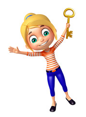 kid girl with; Key;