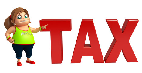 kid girl with Tax sign