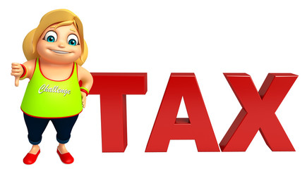 Kid girl with Tax sign