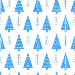 Obraz premium Christmas tree vector seamless pattern.