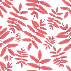 Floral seamless pattern with branches and leaves. Vector illustration.