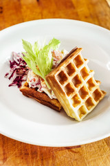 Savory waffles with salad