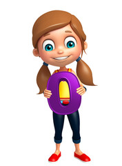 kid girl with  0 Digit