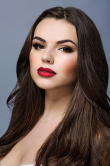 Fototapeta premium Beautiful girl with red lips