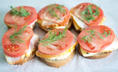 sandwiches on paper