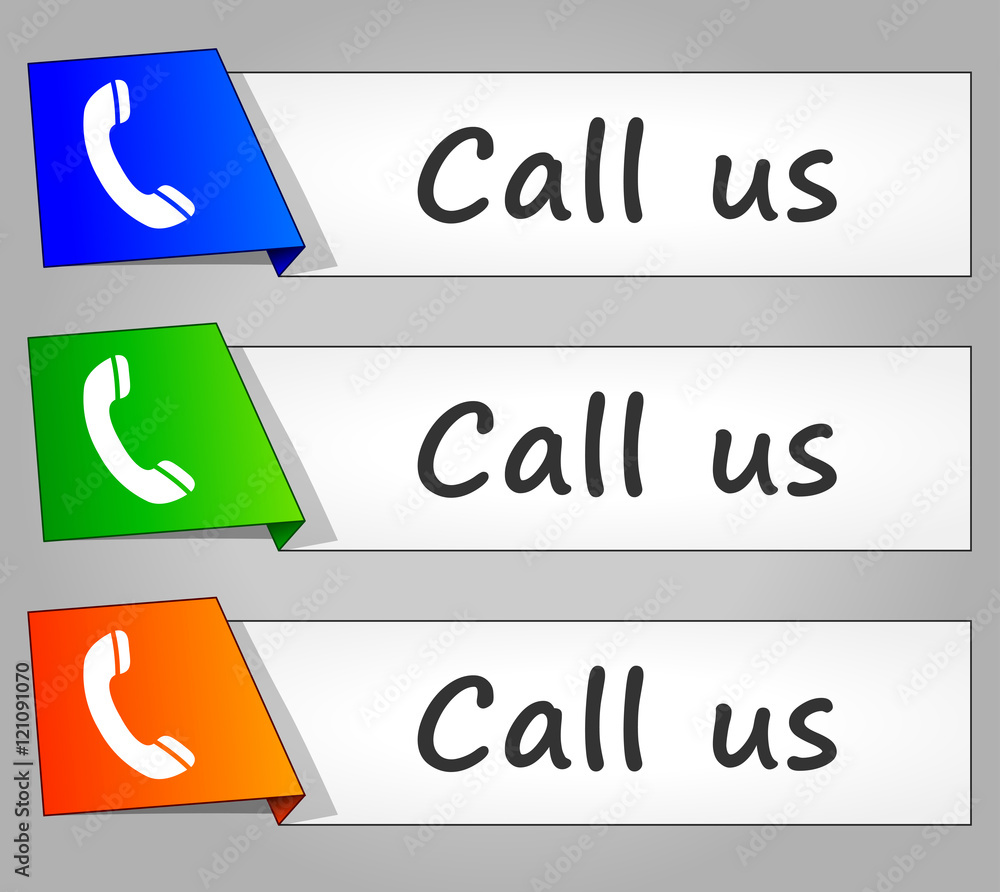 Poster call us paper design web buttons