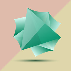Abstract polygonal green diamond, vector illustration.