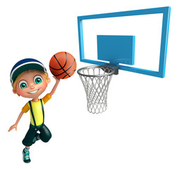 Kid boy with Basket ball net