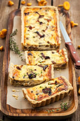 Chanterelle mushroom, cheese and thyme quiche